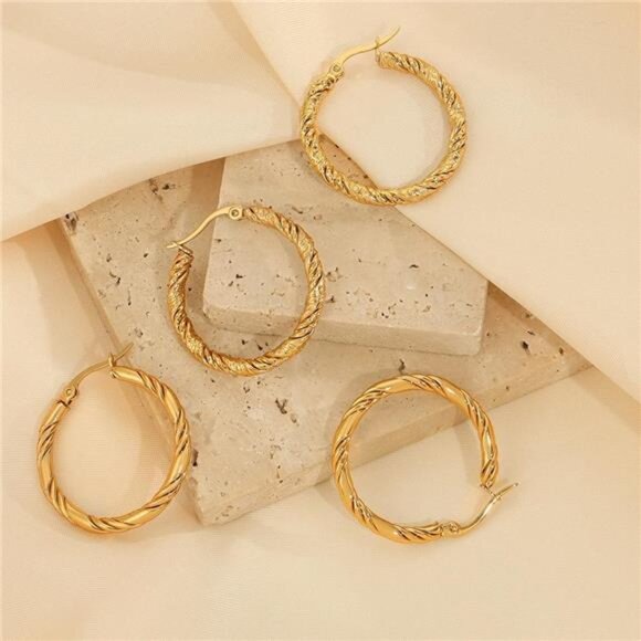 18K Gold-Plated Hoop Earrings - Picture 1 of 5